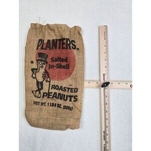 Planters Burlap Sack Salted In-Shell Roasted Peanuts 1 Lb 8 Oz Empty Bag
